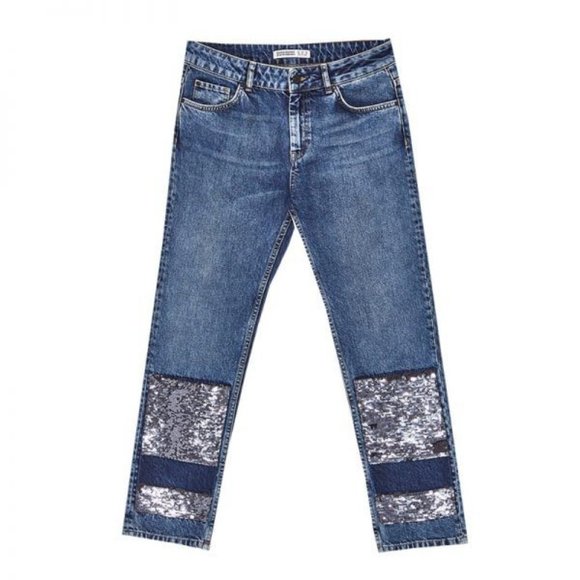 Zara Basic Z1975 Denim Sequin Blue Jeans - Picture 6 of 11